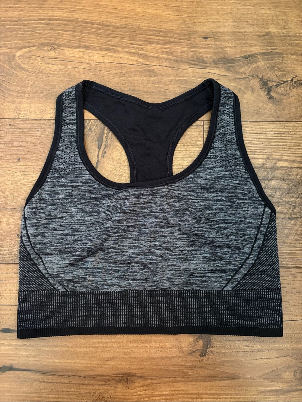 All in Motion - Gray/Black Racerback Sports Bra - Comfortable Support